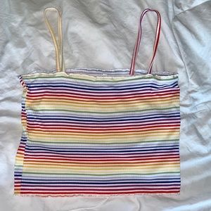 PacSun Tops - rainbow stripped lettuce edge crop top PacSun Tops - rainbow stripped lettuce edge crop top